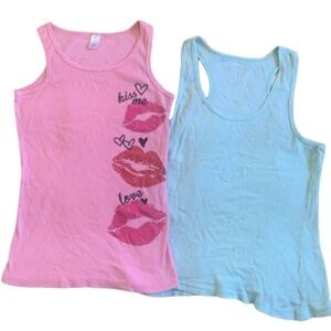 Blue & Pink Sleeveless Tank Tops